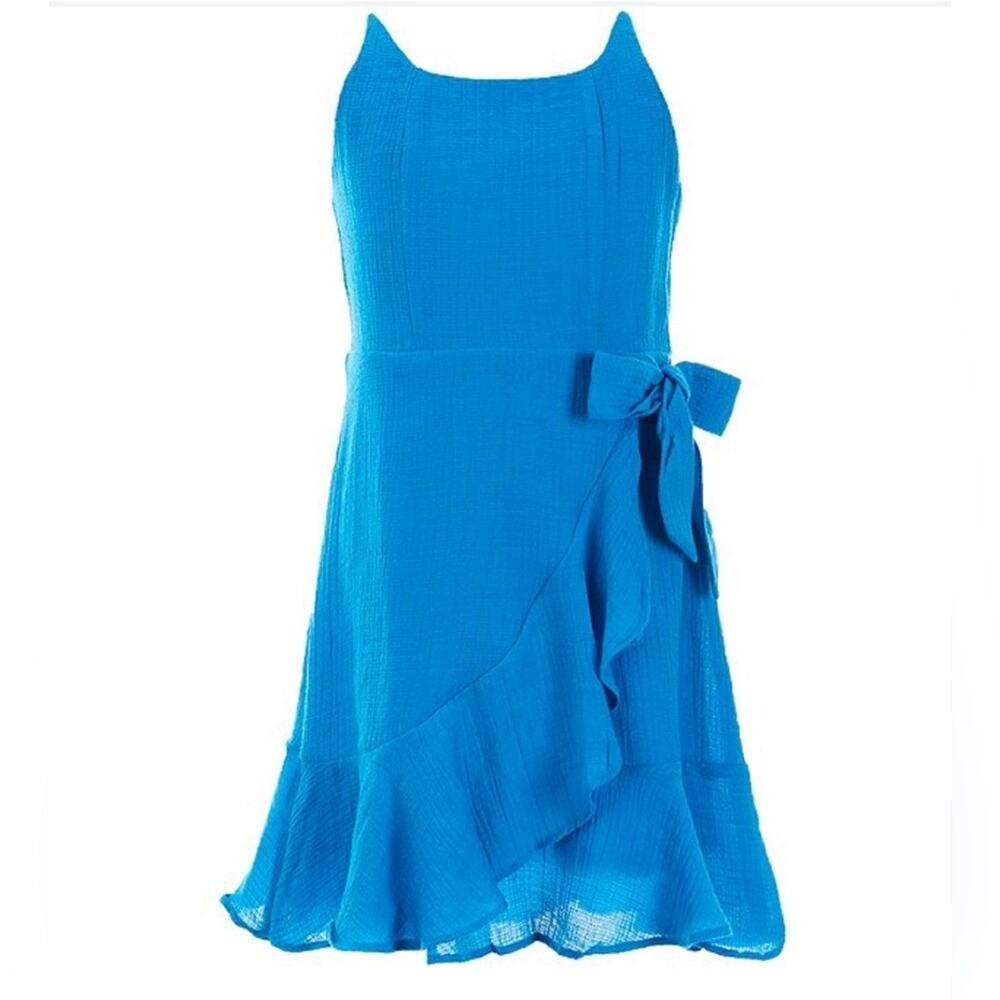 GB Girls Sleeveless Textured Ruffle Hem Faux-Wrap Dress Size 5
